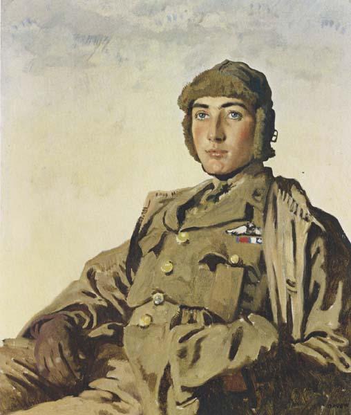 Sir William Orpen Lieut A.P.F.Rhys Davids,DSO.MC oil painting picture